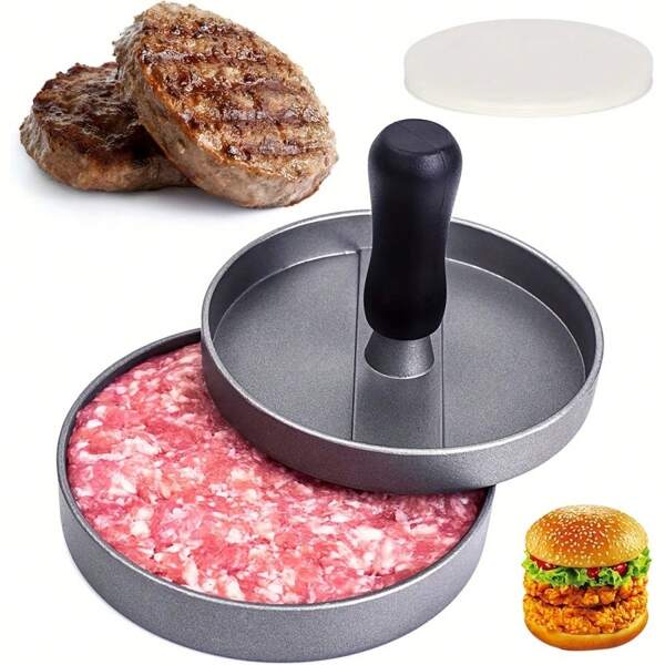1 Stück Burger Presse Form, Aluminium Antihaftbeschichtung Hamburger Patty Hersteller, für Rind- & Gemüseburger, Grillen, spülmaschinenfest, Küchenutensilie, Muss-haben für Apartements, Küchenhelfer Zubehör