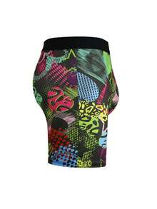 12pcs Men's Digital Print Geometric Pattern Random Print Boxer Briefs, Basic Sporty Funny Cute (Creative + Sexy) Stretchy Long Leg Underwear - Black - View 3