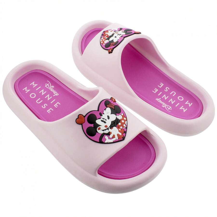 Disney Mickey And Minnie In Love Women's Cloud Comfort Flip Flop Slides - Pink - View 1