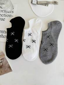 5 pares de calcetines tipo barco simples con lazo dulce para mujer, calcetines invisibles adecuados para primavera y verano