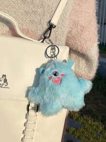 1 pieza (11cm/4,33in) Llavero con imagen de monstruo de nieve blanco y verde suave, lindo e interesante. Accesorio de cartón para mochila, bolso, maletín de estudiante, oficina, pareja, amigo, hermano, novia, hermana, madre, niña. Regalo sorpresa pequeño y exquisito para cumpleaños, festividades, aniversario, coche