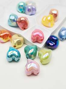 10pcs Sweet & Cute Colorful Heart Shape Beads, DIY Jewelry Making & Decoration Beads, Can Be Used For Necklaces, Bracelets, Earrings, Keychains, Phone Chains, Bag Charms
