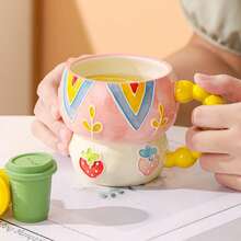 1 chiếc cốc/ly cà phê bằng gốm chấm bi vẽ tay, cốc chất lượng cao, cốc cà phê hình quả bầu, cốc đựng bữa sáng sáng tạo, cốc đựng sữa yến mạch, cốc đựng nước ép, thích hợp cho quán cà phê, gia đình, tiệc tùng - Cốc đào ngọc trai - Xem 9