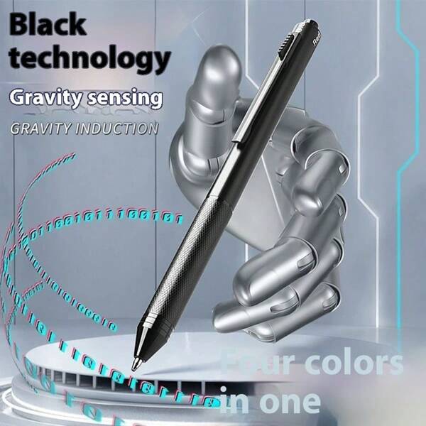 4-In-1 Advanced Technology Gravity Sensor Pen, Highly Attractive Level Multi-Functional Black Blue And Red Refill Ink Ballpoint Pen With 0.5mm Mechanical Pencil Lead ,Suitable For Junior High School Primary School Boys And Girls College Student,Back To School
