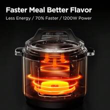 Pressure Cooker 6L, 70% Faster 13 Presets, Recipes On Line, 9-In-1 Multi Cooker(Yogurt Maker, Rice Cooker, Slow Cooker, Sauté, Steamer,Etc.) Stainless Steels Inner Pot Non-Stick Dishwasher Safe - 1(1)	 Black - View 7