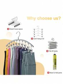 2pcs/1pc Stainless Steel Seamless Anti-Slip Clothes Drying Rack, Multi-Functional Baby Clothes Rack, Multi-Clip And Space-Saving Sock And Underwear Clip, Rotating Clothes Rack, Space-Saving Curved Clothes Rack, Wardrobe Organizing Rack, 10 Clips, Clothing Store Pants And Sock Clothes Rack, An Excellent Wardrobe Storage Tool - Multicolor - View 2