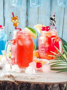 2pcs Creative Multi-Color Transparent Animal Themed Straw, Reusable Straw, Can Be Used For Beverages Such As Milk, Very Suitable For Children's Straws, Very Suitable For Children's Day, Birthday Parties, Holiday Dinners, Reusable Cartoon Soft Plastic Straw Stickers Funny Party Cartoons, Cardboard Free