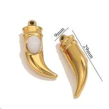 1 Pc 304 Stainless Steel Chili Sickle Shaped Pendant Inlaid With Natural Stone 18k Gold-Plated Pendant For Women To Wear Accessories DIY Pendant
