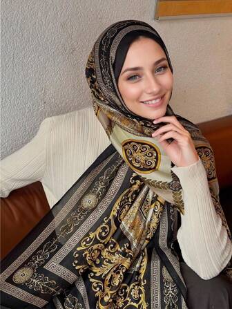 1 件女士春夏新款真丝提花长围巾、印花围脖披肩、时尚配饰、旅行和新年礼物