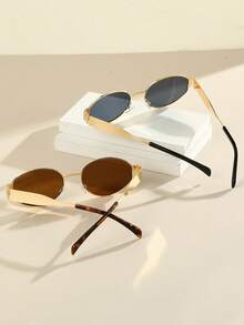2 piezas de Gafas ovaladas vintage para mujeres, accesorio de vestimenta de viaje con estilo para vacaciones de verano en la playa, al aire libre, viajes - Multicolor - Ver 8