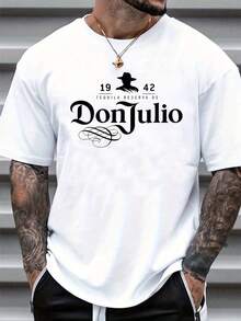 100% Cotton Unisex Round Neck Short - Sleeve T - Shirt: "Don Julio Tequila Reserva De" Brand - Inspired Graphic Basic Tee For Summer Men's Tops - 白色 - 查看 1
