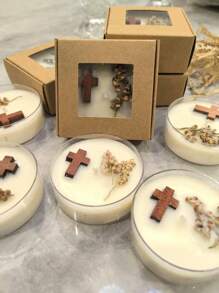 Velas de cera de soja natural con forma de cruz y de madera, aptas para uso en interiores y exteriores, excelentes para fiestas al aire libre, campamentos, ceremonias de oración, decoración de habitaciones
