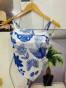 Belala Moda New Vest With Adjustable String And Print - Azul - Ver 1