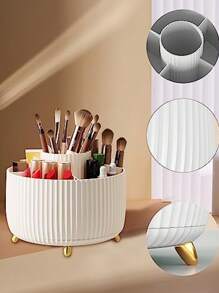 Suporte Giratório de 360° para Pincéis de Maquiagem e Caixa de Armazenamento, Organizador de Cosméticos para Decoração do Quarto, Penteadeira, Quarto, Banheiro