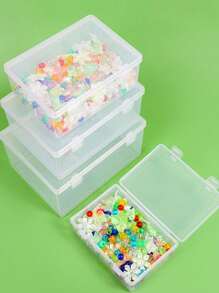 1pc Multi-Function Transparent Plastic Container Box - Various Sizes, For Organizing Beads, Crafts, Diamond Painting, Earphones, Cables, Chargers, Office Desktop Small Items Storage