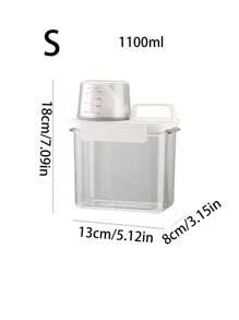 1pc Laundry Powder Container, Airtight Laundry Detergent Storage Box With Measuring Cup And Handle, Clear Plastic Laundry Powder Dispenser For Storing Detergent, Powder, Laundry Pods