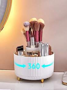 Suporte Giratório de 360° para Pincéis de Maquiagem e Caixa de Armazenamento, Organizador de Cosméticos para Decoração do Quarto, Penteadeira, Quarto, Banheiro