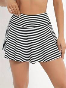 Pantaloni scurți simpli cu dungi imprimate 2 în 1 cu fluture, talie înaltă pentru femei, sport, ciclism, alergare, yoga, antrenament, tenis, Skort
