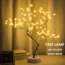 Room Decor, 20" 108 LED Tabletop Bonsai Tree Light, DIY Artificial Tree Lamp, Battery/USB Operated, Aesthetic Lamps For Living Room Bedroom Christmas Home Gifts House Decor (Warm White) - 108 LED Warm White Remote Control - 查看 10