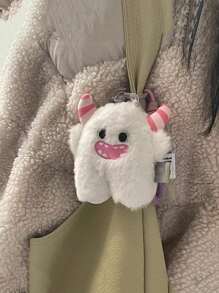 1 pieza (11cm/4,33in) Llavero con imagen de monstruo de nieve blanco y verde suave, lindo e interesante. Accesorio de cartón para mochila, bolso, maletín de estudiante, oficina, pareja, amigo, hermano, novia, hermana, madre, niña. Regalo sorpresa pequeño y exquisito para cumpleaños, festividades, aniversario, coche