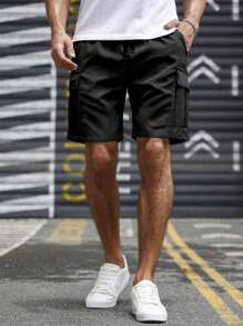 1pc Men's Summer Multi-Pocket Cargo Shorts,Casual Drawstring Waist Shorts For Outdoor Sports,Leisure