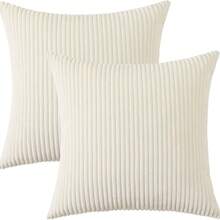 1 buah Sarung Bantal Polos Tanpa Isi, Sarung Bantal Sofa Corduroy, Dekorasi Rumah - Krem - View 5