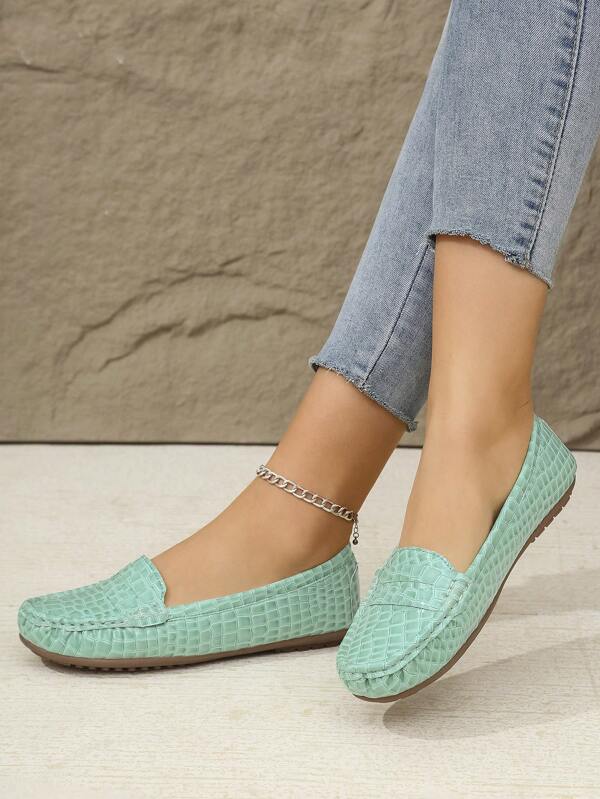 Lightweight Breathable Fashionable Charming Crocodile Bohemian PU Leather Loafers, Wear-Anywhere Casual Shoes For All Seasons