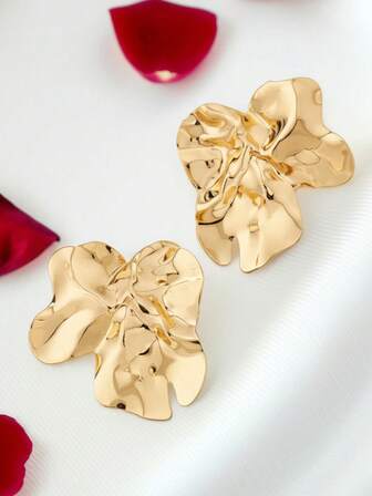 1 par geometriska guldstatement örhängen Överdrivna stora modeörhängen Asymmetriska minimalistiska stora örhängen för tjejer kvinnor