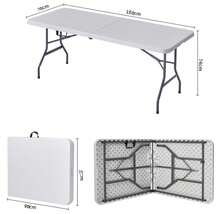 GLOBAL Z-A Camping Table, Aluminum And Wood Folding Table, Portable Folding Table With 30kg Load, Multipurpose Table, 120cm*60cm, For Picnic, Outdoor Camping WITH STOOL - BLANCO 180*70CM - View 1