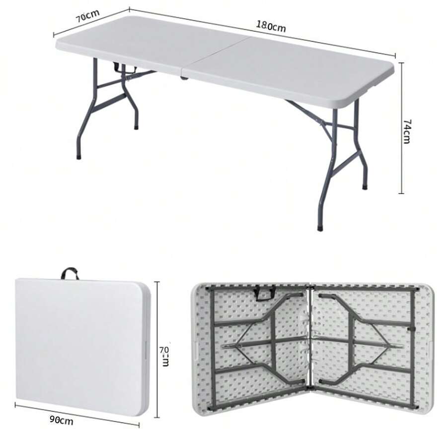 GLOBAL Z-A Camping Table, Aluminum And Wood Folding Table, Portable Folding Table With 30kg Load, Multipurpose Table, 120cm*60cm, For Picnic, Outdoor Camping WITH STOOL - BLANCO 180*70CM - View 1