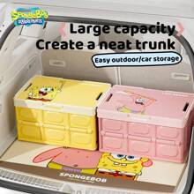 SPONGEBOB 1pc SpongeBob Car Trunk Storage Box - Car Storage Container, Foldable Outdoor Camping Car Organizer Storage Box.