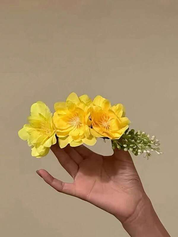 1 Pezzo Pettine per capelli da donna con fiore 3D realistico, accessorio romantico per acconciature da spiaggia/viaggio, stile ragazza dolce, adatto per uso quotidiano, accessori per capelli, matrimonio, acconciatura da sposa, pettine laterale
