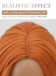 Hermosa peluca naranja con raya central, corta y tipo bob hasta los hombros de 14 pulgadas, con capas finas y fibra sintética transpirable resistente al calor, ideal para uso diario, fiestas, bodas, natural, romántica, casual, calle, fácil de usar, con diseño antideslizante, peluca corta y recta adecuada para cualquier forma de rostro