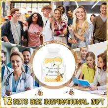 36pcs Bee Employee Appreciation Gift Cute Bee Keychains Thank You Cards Organza Bag Inspirational Gifts For Coworker