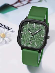 1 pieza Reloj de mujer de esfera cuadrada elegante y con estilo, con caja de acero inoxidable, correa de material TPU, esfera de cuarzo, acero inoxidable, apropiado para uso diario, temporada de graduación, regalo de cumpleaños