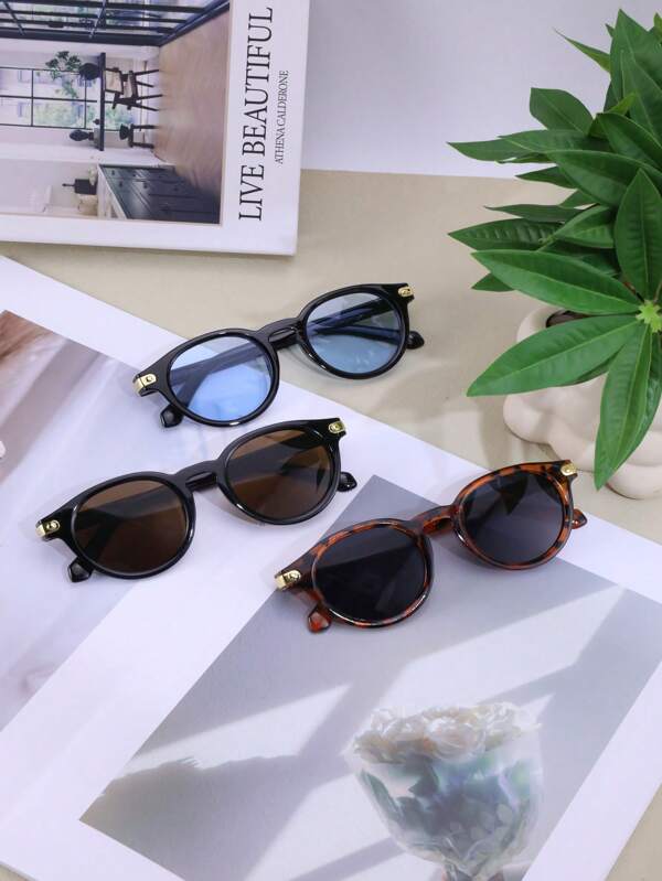 1pc Men's Fashion Leisure PC Glasses, Vintage Round Frame Casual Eyeglasses Suitable For Driving, Street Style, Daily Wear, Cycling, Vacation, And Parties