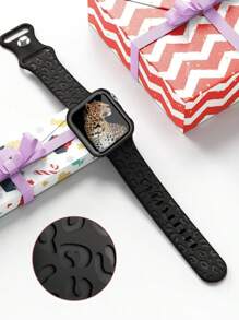 3 in 1 Mode Neue Silikon Leopard Muster Armband, Bildschirmschutzfolie und Schutzglas Hülle kompatibel mit 38mm 40mm 41mm 45mm 44mm 42mm 46mm 49mm, kompatibel mit Ultra Serie Ultra 10 9 8 7 6 5 4 3 2 1 SE, komfortables & atmungsaktives Armband, kratzfest, wasserdicht, stoßfeste Uhren Schutzhülle für Frauen und Männer