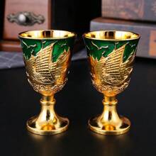 1pc Vintage European-Style Sailing Ship Design Metal Stemmed Glass, Ideal For Wedding Anniversary, Drinking Red Wine, White Wine, Champagne, Wine, And Spirits