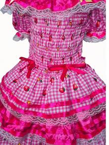 Country Dress For Children, Youth, June Festival, Traditional Square Dance, São João, Butterflies Kids - 淺粉色 - 查看 2