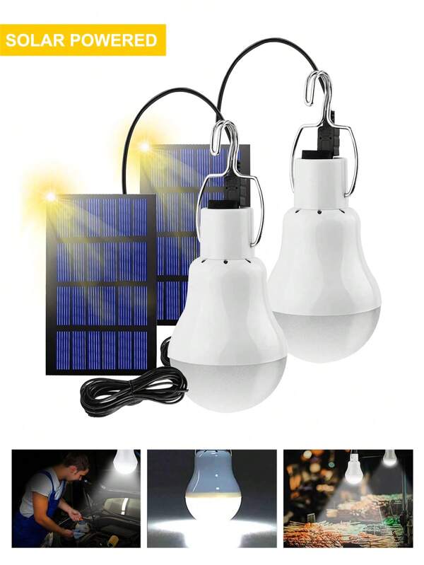 1/2 pezzi Luci sospese alimentate a energia solare, illuminazione per interni ed esterni, senza costi elettrici, accensione automatica dal crepuscolo all'alba, ideali per fienili, cortili, gazebo, pollaio, tende, per illuminare il percorso, il cortile, il patio