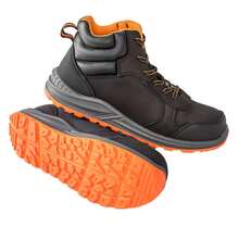 Mens Stirling Leather Boots (Black/Grey/Orange) - Black - View 3