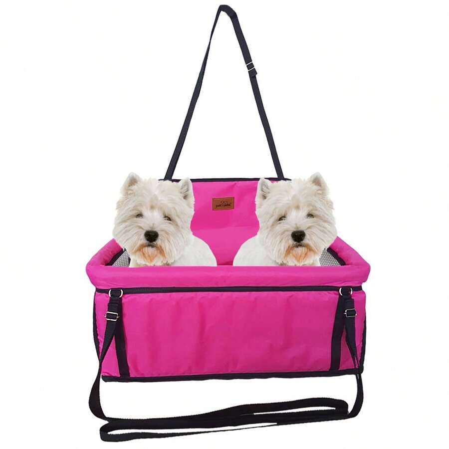 Car Seat For 2 Pets Together In The Car For Small Dogs Up To 30kg - Pink - View 1
