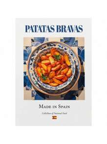 1pc Traditional Spanish National Food Seafood Rice Potato Brave Omelet Retro Delicious Color Canvas Art Picture Home Decoration No Frame