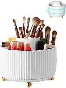 Suporte Giratório de 360° para Pincéis de Maquiagem e Caixa de Armazenamento, Organizador de Cosméticos para Decoração do Quarto, Penteadeira, Quarto, Banheiro