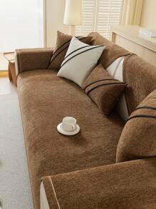 1pc All Season Sofa Cushion Cover, Modern Minimalist Anti-Slip Sofa Seat Protector, Dust-Proof Washable Sofa Slipcover, Deep Coffee Color Soft Non-Fading Non-Shedding Pet-Friendly Decorative Couch Cover, Adjustable For Corner Sofa, Suitable For Bedroom, Office, Living Room, L-Shaped Sofa And 1-2-3-4 Seater Sofas