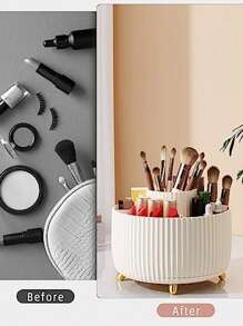 Suporte Giratório de 360° para Pincéis de Maquiagem e Caixa de Armazenamento, Organizador de Cosméticos para Decoração do Quarto, Penteadeira, Quarto, Banheiro
