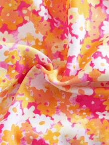 Women's Summer Ditsy Floral Sexy Halter Strap Bow Bikini Two Pieces Swimwear Beach Holiday Set