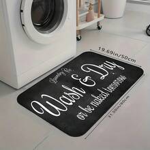 1pc Versatile Easy-To-Clean Laundry Room Printed Lightweight Foldable High Elastic Absorbent Quick Drying Non-Slip Washable Floor Mat, Bathroom Mat, Corridor Mat - Black - View 15