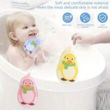 2pcs Cartoon Penguin Baby Bath Sponge, Newborn Baby Shampoo Washing Scrub Towel Bath Ball