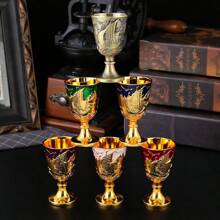 1pc Vintage European-Style Sailing Ship Design Metal Stemmed Glass, Ideal For Wedding Anniversary, Drinking Red Wine, White Wine, Champagne, Wine, And Spirits